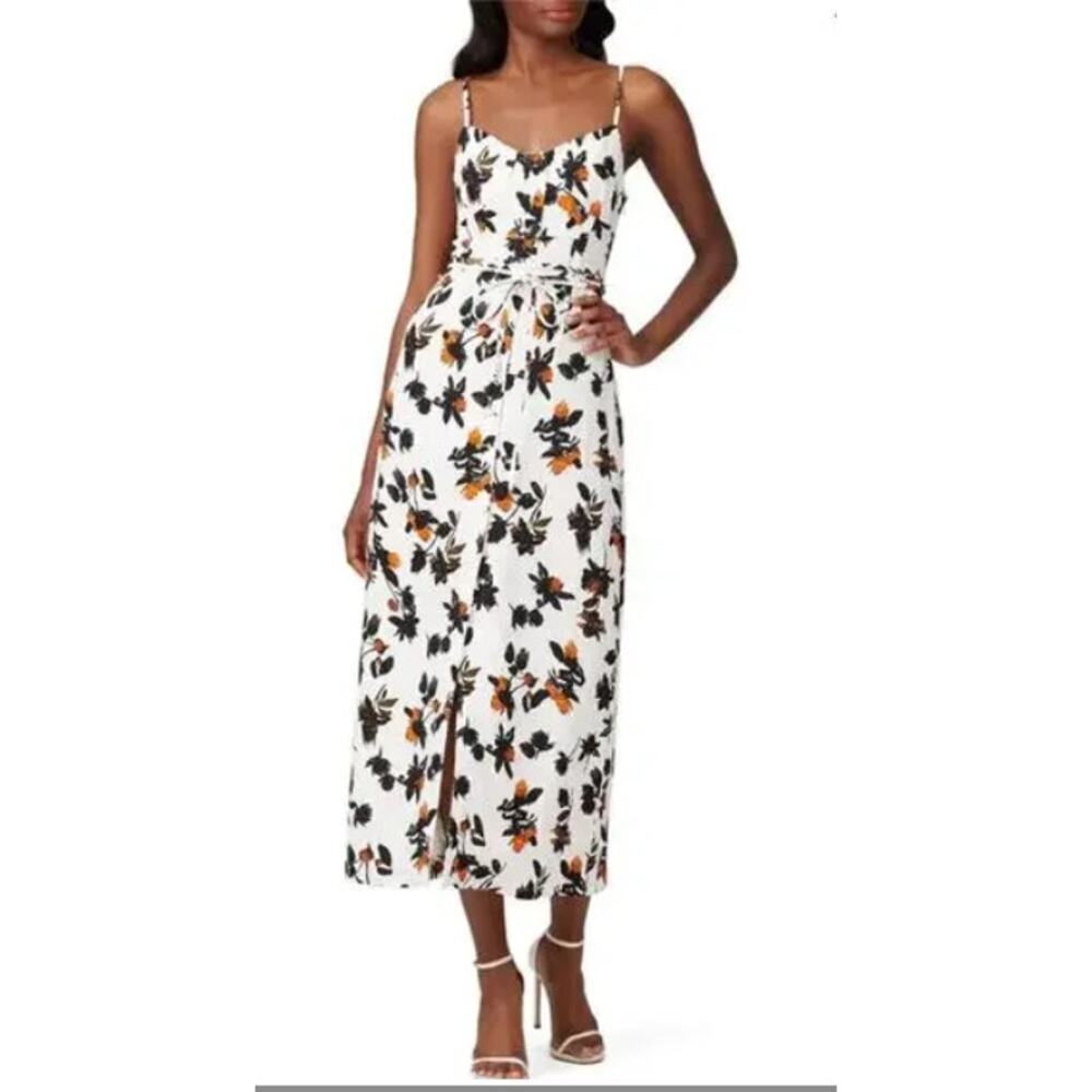 Derek Lam Camisole Dress Size 6 Floral Button Front V-Neck Slit Front Tie
